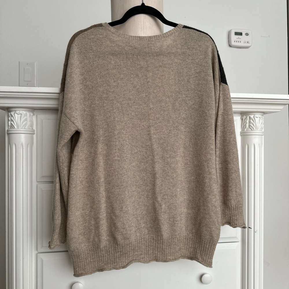 Brunello Cucinelli Color Block Sweater - Black, Brown, Gray, Cream - Picture 4 of 9